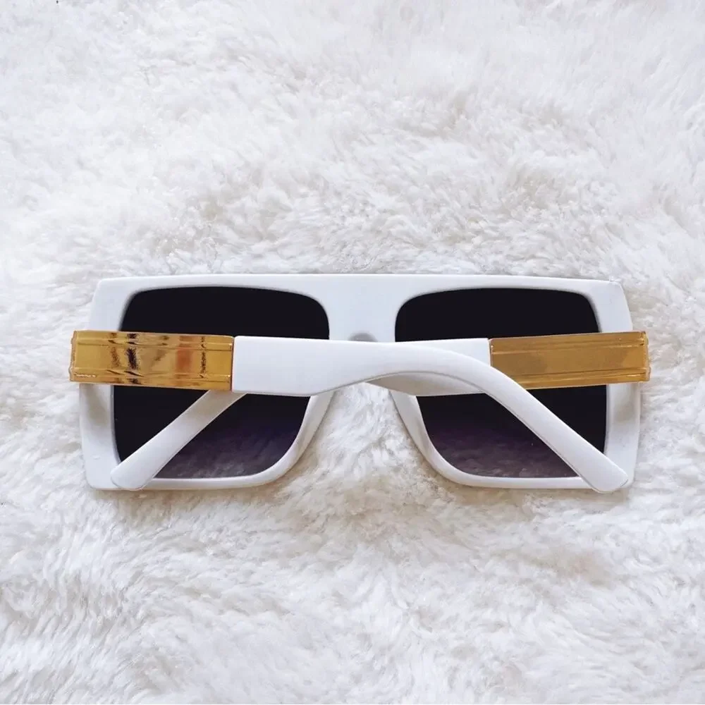 Inez White Oversized Square Sunglasses